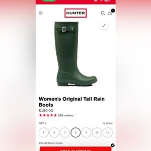 Hunter Dark Green Waterproof Boots